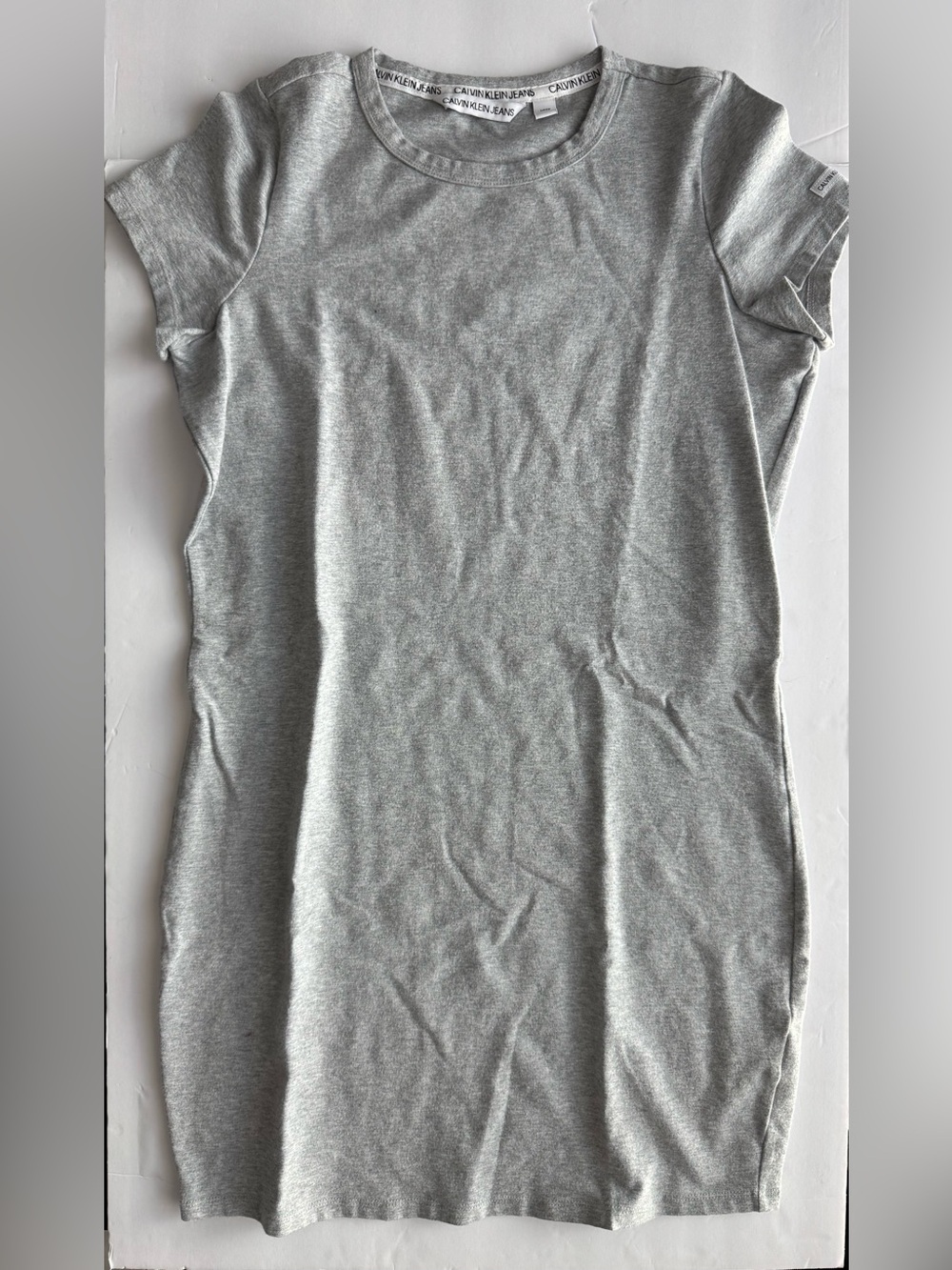 Calvin Klein Jeans Gray T-Shirt Dress Size Small Casual Knit Mini Dress